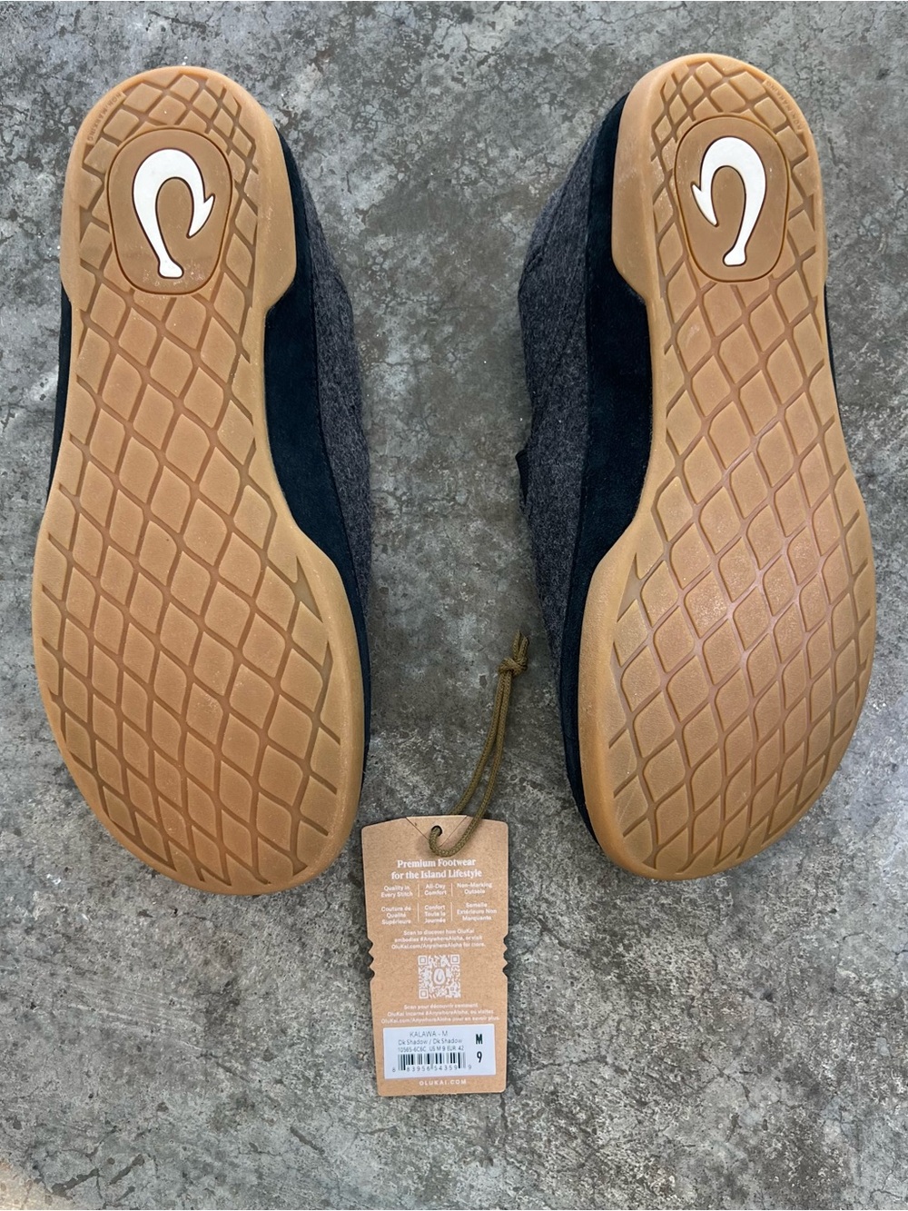 OluKai Charcoal Wool Slip-On with Tan Rubber Soles - Picture 3 of 8